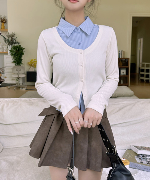 Ada.(エイダ)の「シャツ レイヤードデザイン ロングTシャツ(その他トップス・レディース・ブラック/アイボリー/グレー・FREE)」の17枚目の写真