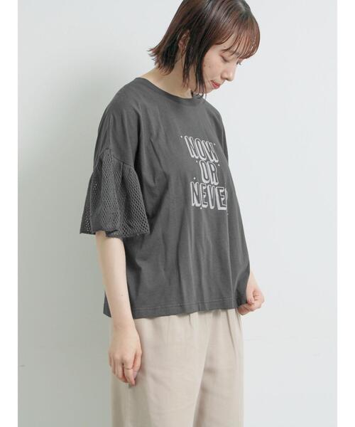 SM2（エスエムツー）の「[接触冷感]袖メッシュプリントTシャツ（Tシャツ/カットソー・レディース・チャコールグレー/レッド/グリーン/グレー・F）」の16枚目の写真