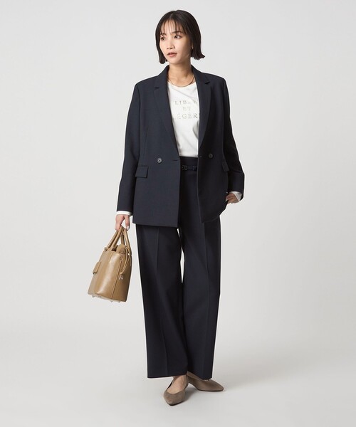 美品⁂グリーンレーベルリラクシング⁂ダブルクロス　パンツセットアップ　洗える　M セール】［size SHORT/TALLあり］ダブルクロス ワイド パンツ