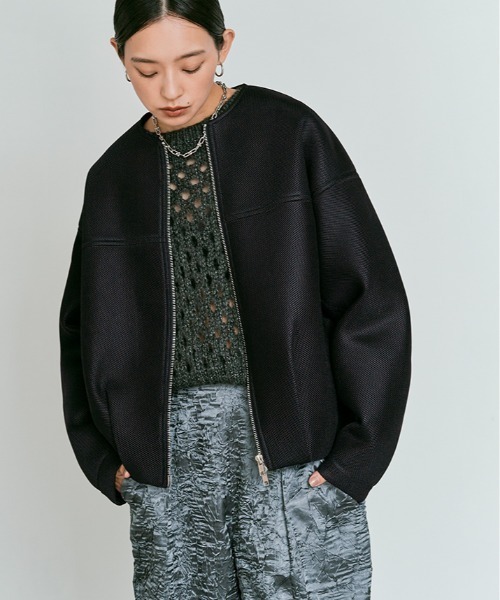 W:Huku（フーク）の「軽量 ハニカム メッシュ ライト ブルゾン / Honeycomb Mesh Lightweight Blouson（ブルゾン・レディース・チャコール/ブラウン/ブラック・FREE）」の2枚目の写真