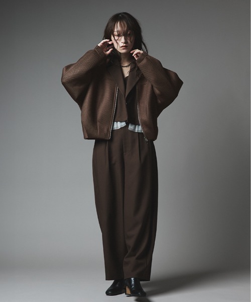 W:Huku（フーク）の「軽量 ハニカム メッシュ ライト ブルゾン / Honeycomb Mesh Lightweight Blouson（ブルゾン・レディース・チャコール/ブラウン/ブラック・FREE）」の9枚目の写真