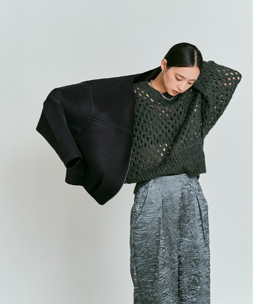 W:Huku（フーク）の「軽量 ハニカム メッシュ ライト ブルゾン / Honeycomb Mesh Lightweight Blouson（ブルゾン・レディース・チャコール/ブラウン/ブラック・FREE）」の14枚目の写真
