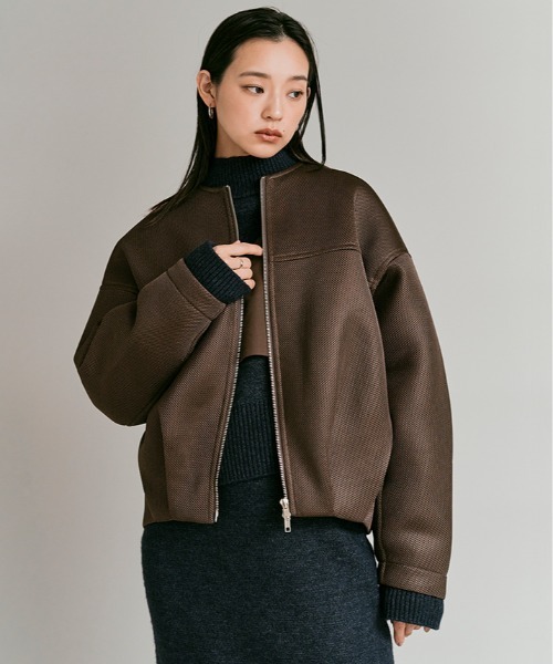 W:Huku（フーク）の「軽量 ハニカム メッシュ ライト ブルゾン / Honeycomb Mesh Lightweight Blouson（ブルゾン・レディース・チャコール/ブラウン/ブラック・FREE）」の15枚目の写真