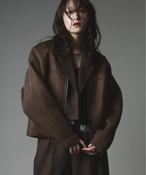 W:Huku（フーク）の「軽量 ハニカム メッシュ ライト ブルゾン / Honeycomb Mesh Lightweight Blouson（ブルゾン・レディース・チャコール/ブラウン/ブラック・FREE）」の20枚目の写真