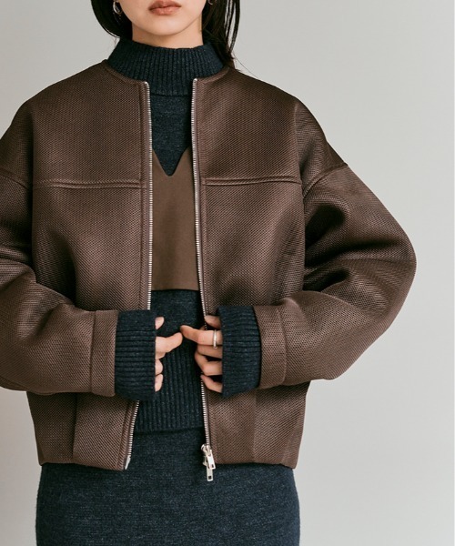 W:Huku（フーク）の「軽量 ハニカム メッシュ ライト ブルゾン / Honeycomb Mesh Lightweight Blouson（ブルゾン・レディース・チャコール/ブラウン/ブラック・FREE）」の22枚目の写真