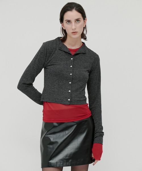 kiehtova（キエトヴァ）の「【kiehtova】SMOOTH STAND NECK CARDIGAN/スムース スタンド ネック カーディガン KTWR43（カーディガン/ボレロ・レディース・チャコールグレー/アイボリー/ブラック・FREE）」の19枚目の写真