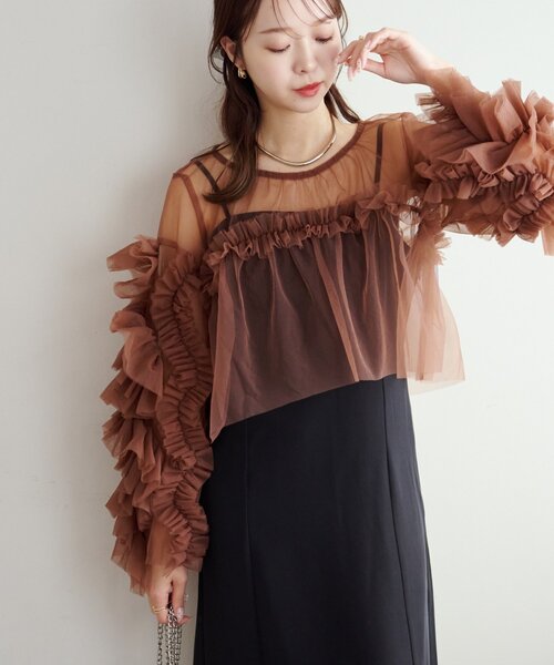 オケージョン】チュールフリル使いセットワンピース（ドレス