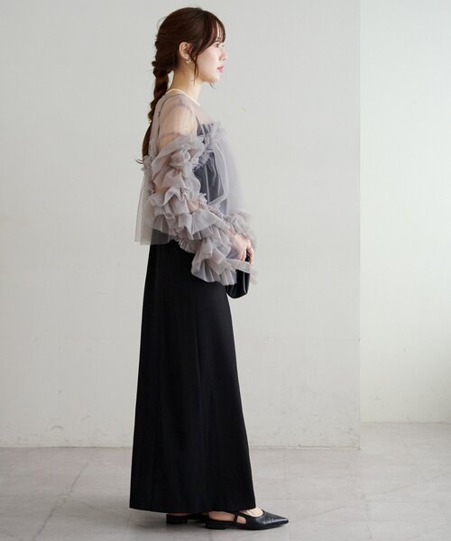 オケージョン】チュールフリル使いセットワンピース（ドレス