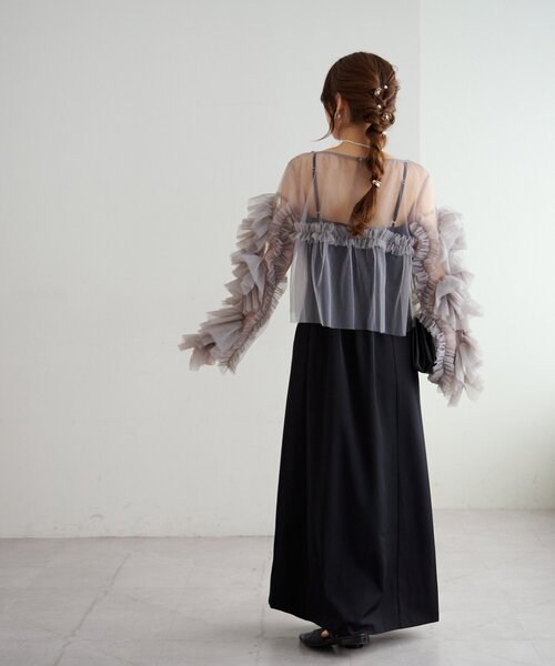 オケージョン】チュールフリル使いセットワンピース（ドレス