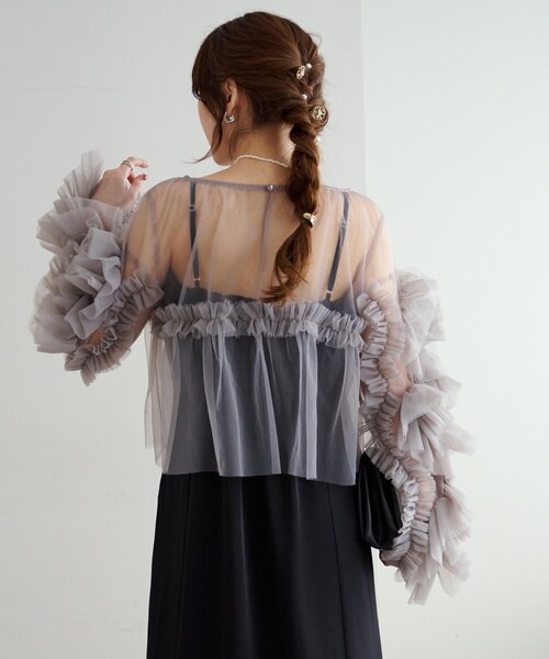 オケージョン】チュールフリル使いセットワンピース（ドレス