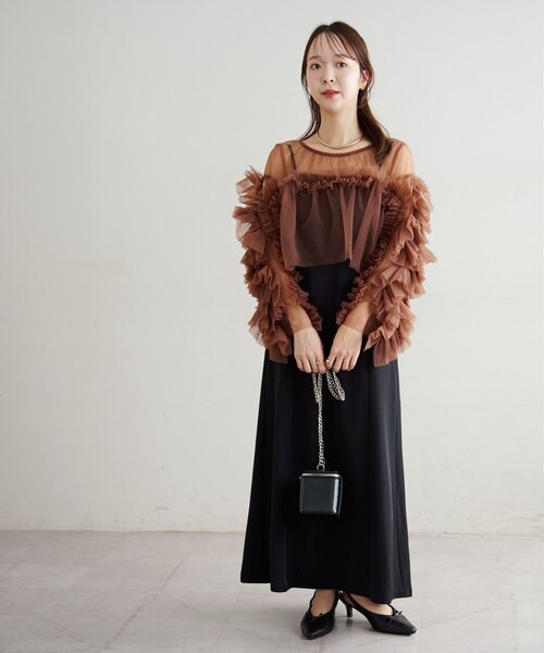 フリルデザイン オケージョンワンピース セット オケージョン】チュールフリル使いセットワンピース（ドレス