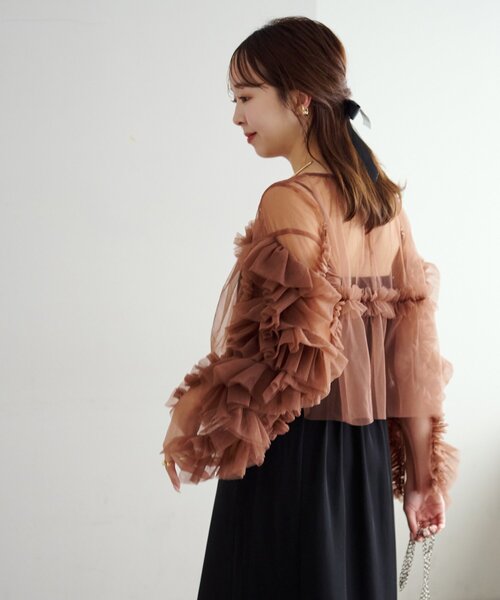 オケージョン】チュールフリル使いセットワンピース（ドレス