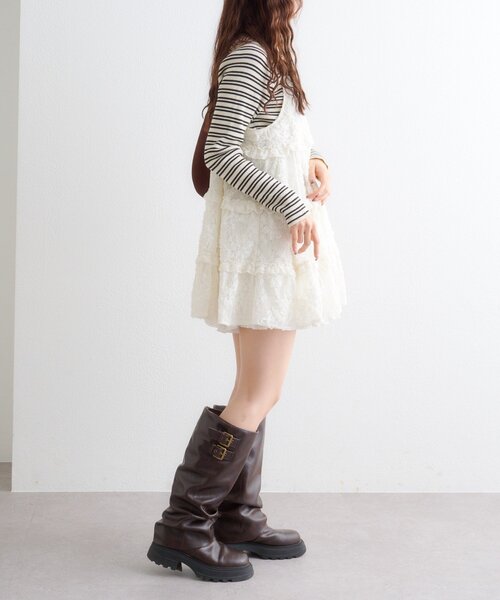 w closet（ダブルクローゼット）の「立体レースミニキャミワンピース（ワンピース・レディース・サックスブルー/ブラック/アイボリー/ブラウン/ホワイト系その他/ブラック系その他・FREE）」の12枚目の写真