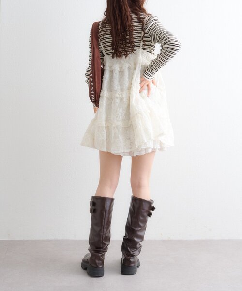 w closet（ダブルクローゼット）の「立体レースミニキャミワンピース（ワンピース・レディース・サックスブルー/ブラック/アイボリー/ブラウン/ホワイト系その他/ブラック系その他・FREE）」の13枚目の写真