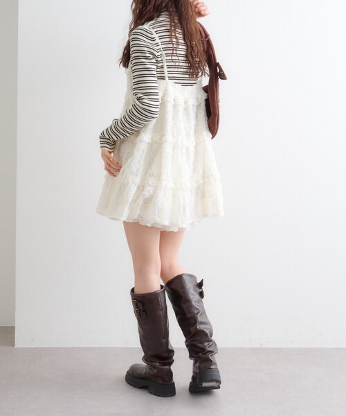 w closet（ダブルクローゼット）の「立体レースミニキャミワンピース（ワンピース・レディース・サックスブルー/ブラック/アイボリー/ブラウン/ホワイト系その他/ブラック系その他・FREE）」の14枚目の写真