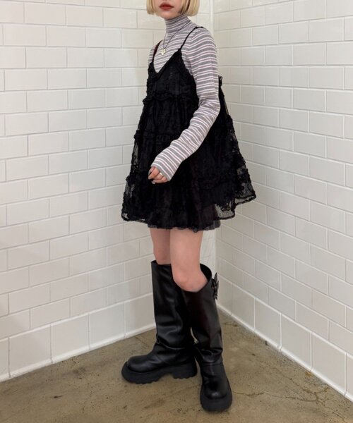w closet（ダブルクローゼット）の「【新色ドット柄が登場！】【季節問わず使える】立体レースミニキャミワンピース（ワンピース・レディース・サックスブルー/ブラック/アイボリー/ブラウン/ホワイト系その他/ブラック系その他・FREE）」の20枚目の写真