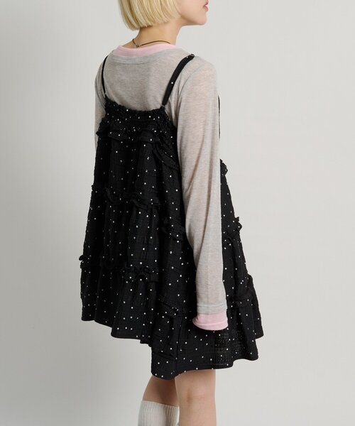 w closet(ダブルクローゼット)の「【季節問わず使える】立体レースミニキャミワンピース(ワンピース・レディース・サックスブルー/ブラック/アイボリー/ブラウン/ホワイト系その他/ブラック系その他・FREE)」の9枚目の写真