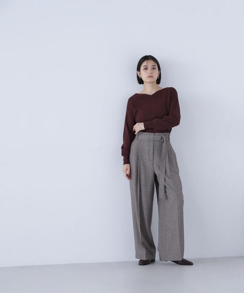 NATURAL BEAUTY BASIC(ナチュラルビューティーベーシック)の「◇ツイーディーベルテッドワイドパンツ(その他パンツ・レディース・グレー系その他/ブラウン系その他・SMALL/P/S/MEDIUM)」の1枚目の写真