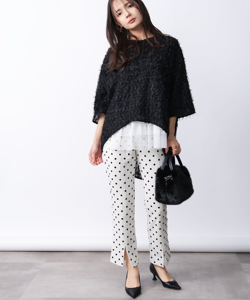 PICCIN(ピッチン)の「チュール重ね2wayタンクトップ(タンクトップ・レディース・オフホワイト/ブラック・M)」の10枚目の写真