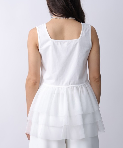 PICCIN(ピッチン)の「チュール重ね2wayタンクトップ(タンクトップ・レディース・オフホワイト/ブラック・M)」の14枚目の写真