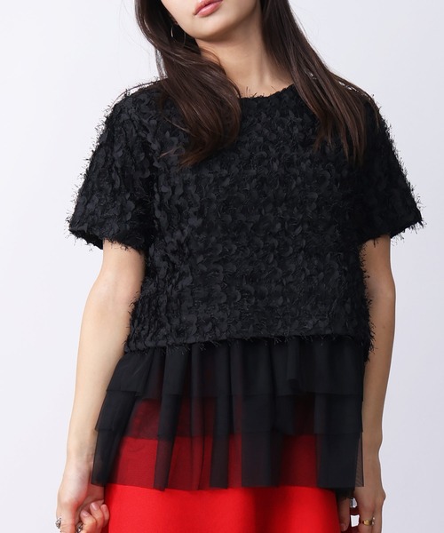 PICCIN(ピッチン)の「チュール重ね2wayタンクトップ(タンクトップ・レディース・オフホワイト/ブラック・M)」の15枚目の写真