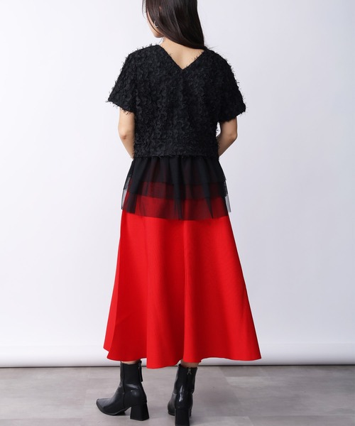 PICCIN(ピッチン)の「チュール重ね2wayタンクトップ(タンクトップ・レディース・オフホワイト/ブラック・M)」の21枚目の写真