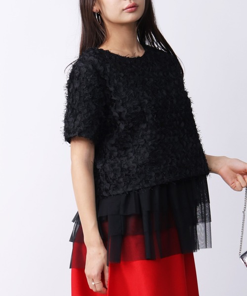 PICCIN(ピッチン)の「チュール重ね2wayタンクトップ(タンクトップ・レディース・オフホワイト/ブラック・M)」の18枚目の写真