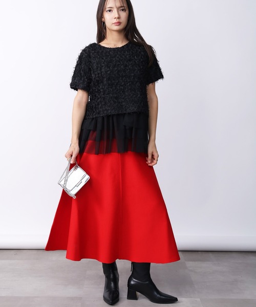 PICCIN(ピッチン)の「チュール重ね2wayタンクトップ(タンクトップ・レディース・オフホワイト/ブラック・M)」の19枚目の写真