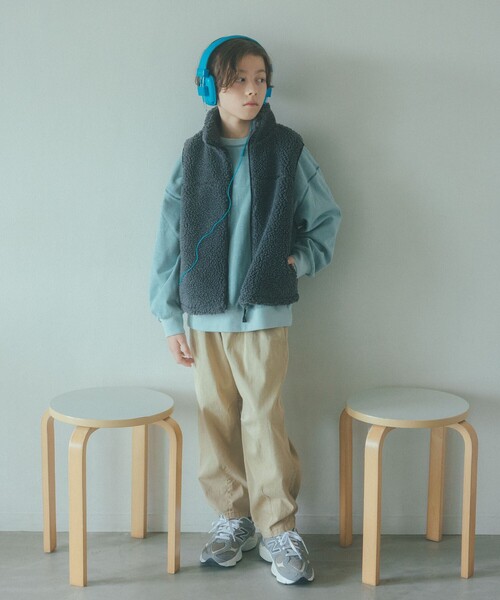 green label relaxing（グリーンレーベルリラクシング）の「ボアベスト / キッズ  100cm-160cm（ベスト・キッズ・ナチュラル/ダークグレー・160cm/110cm/150cm/120cm/100cm/130cm/140cm）」の12枚目の写真