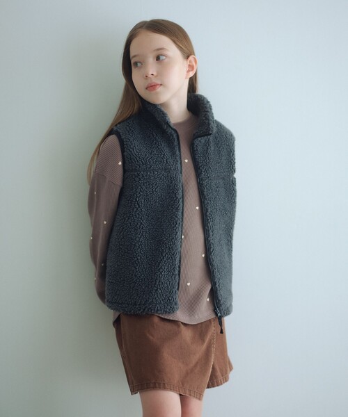 green label relaxing（グリーンレーベルリラクシング）の「ボアベスト / キッズ  100cm-160cm（ベスト・キッズ・ナチュラル/ダークグレー・160cm/110cm/150cm/120cm/100cm/130cm/140cm）」の17枚目の写真
