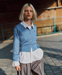 きれい色♡Plantation 2022AW ブルー　カーディガン クロシェフラワーニットカーディガン｜MEN｜251HAT70-046G｜AZUL