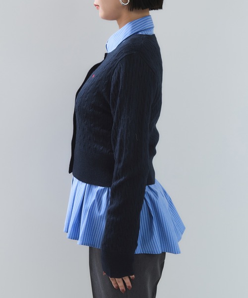 VIS(ビス)の「【POLO BCS】VIS別注ミニケーブルノーカラーニットカーディガン(カーディガン/ボレロ・レディース・ライトグレー/チャコールグレー/サックスブルー/ネイビー/ダークブラウン/レッド・FREE)」の7枚目の写真