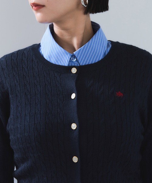 VIS(ビス)の「【POLO BCS】VIS別注ミニケーブルノーカラーニットカーディガン(カーディガン/ボレロ・レディース・ライトグレー/チャコールグレー/サックスブルー/ネイビー/ダークブラウン/レッド・FREE)」の9枚目の写真