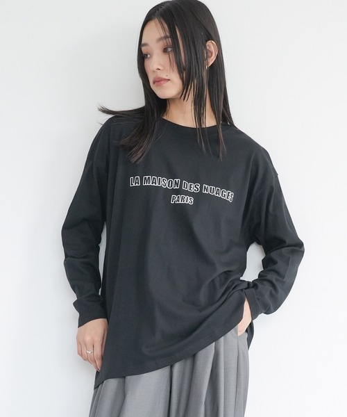 mili an deni(ミリアンデニ)の「フレンチフォントロンT(Tシャツ/カットソー・レディース・ブラック/チャコールグレー/オフホワイト・M/L)」の2枚目の写真