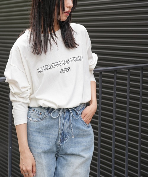 mili an deni(ミリアンデニ)の「フレンチフォントロンT(Tシャツ/カットソー・レディース・ブラック/チャコールグレー/オフホワイト・M/L)」の4枚目の写真