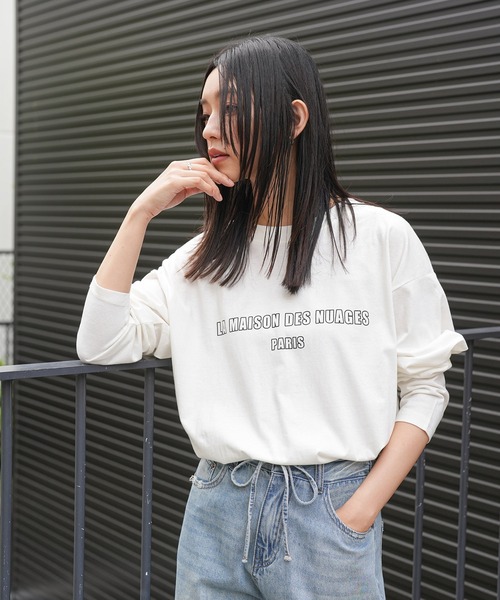 mili an deni(ミリアンデニ)の「フレンチフォントロンT(Tシャツ/カットソー・レディース・ブラック/チャコールグレー/オフホワイト・M/L)」の5枚目の写真