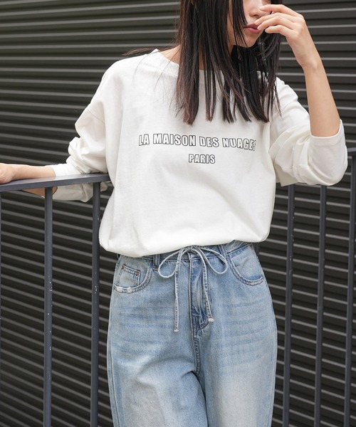 mili an deni(ミリアンデニ)の「フレンチフォントロンT(Tシャツ/カットソー・レディース・ブラック/チャコールグレー/オフホワイト・M/L)」の6枚目の写真