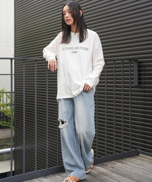 mili an deni(ミリアンデニ)の「フレンチフォントロンT(Tシャツ/カットソー・レディース・ブラック/チャコールグレー/オフホワイト・M/L)」の8枚目の写真