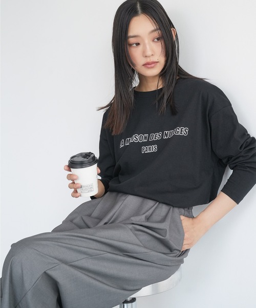 mili an deni(ミリアンデニ)の「フレンチフォントロンT(Tシャツ/カットソー・レディース・ブラック/チャコールグレー/オフホワイト・M/L)」の9枚目の写真