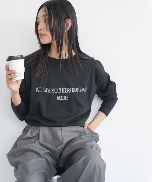 mili an deni(ミリアンデニ)の「フレンチフォントロンT(Tシャツ/カットソー・レディース・ブラック/チャコールグレー/オフホワイト・M/L)」の10枚目の写真