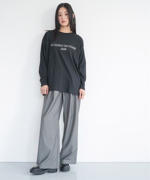 mili an deni(ミリアンデニ)の「フレンチフォントロンT(Tシャツ/カットソー・レディース・ブラック/チャコールグレー/オフホワイト・M/L)」の11枚目の写真