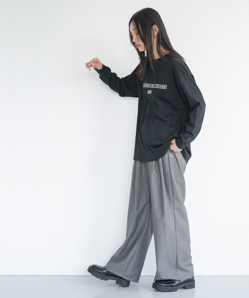 mili an deni(ミリアンデニ)の「フレンチフォントロンT(Tシャツ/カットソー・レディース・ブラック/チャコールグレー/オフホワイト・M/L)」の12枚目の写真