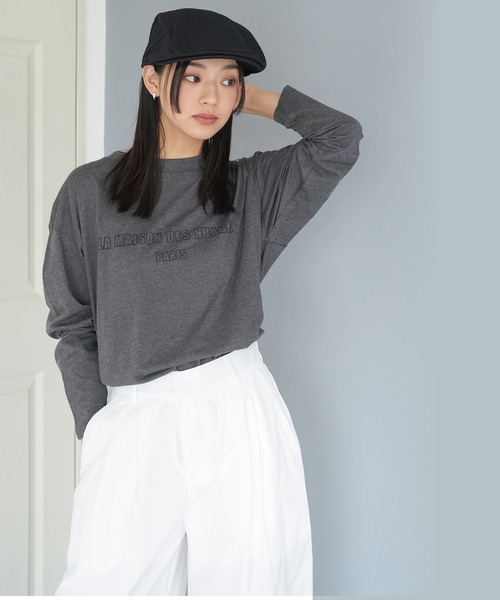 mili an deni(ミリアンデニ)の「フレンチフォントロンT(Tシャツ/カットソー・レディース・ブラック/チャコールグレー/オフホワイト・M/L)」の13枚目の写真