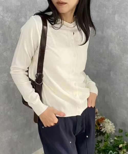 mebole(メボレ)の「ショートニットカーディガン(カーディガン/ボレロ・レディース・ブラック/アイボリー/レッド/ブルー/グレー・FREE)」の1枚目の写真