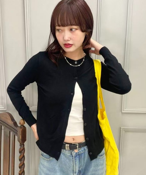 mebole(メボレ)の「ショートニットカーディガン(カーディガン/ボレロ・レディース・ブラック/アイボリー/レッド/ブルー/グレー・FREE)」の2枚目の写真
