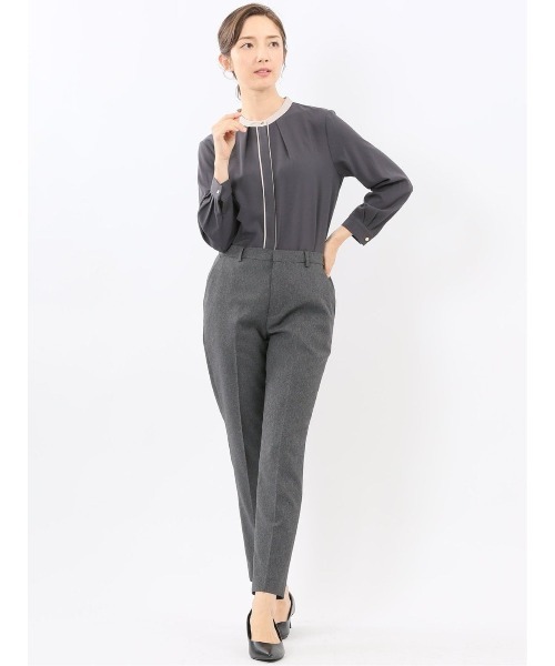 m.f.editorial（エムエフエディトリアル）の「【ストレッチ イージーケア UVカット】m.f.エディトリアル レディース バンドカラー配色 比翼 長袖ブラウス（シャツ/ブラウス・レディース・アイボリー/サックスブルー/グレー系その他2/ベージュ・LARGE/MEDIUM）」の21枚目の写真