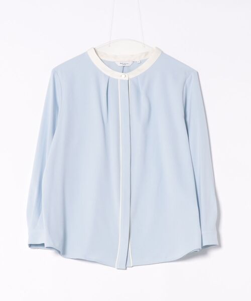 m.f.editorial（エムエフエディトリアル）の「【ストレッチ イージーケア UVカット】m.f.エディトリアル レディース バンドカラー配色 比翼 長袖ブラウス（シャツ/ブラウス・レディース・アイボリー/サックスブルー/グレー系その他2/ベージュ・LARGE/MEDIUM）」の6枚目の写真