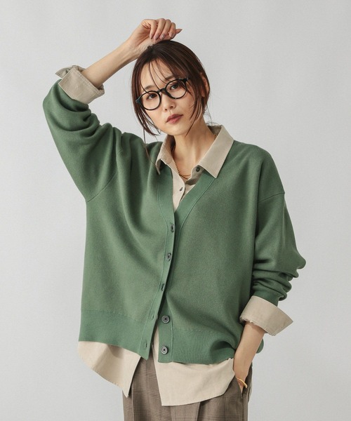 セール】スウェットライクVネックカーディガン/571348（カーディガン