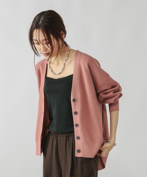GLOBAL WORK（グローバルワーク）の「スウェットライクVネックカーディガン/571348（カーディガン/ボレロ・レディース・フューシャピンク/グリーン系その他6/グレー/ブラック/アイボリー・MEDIUM/LARGE）」の5枚目の写真