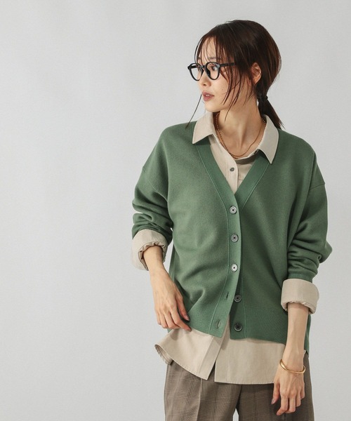 セール】スウェットライクVネックカーディガン/571348（カーディガン